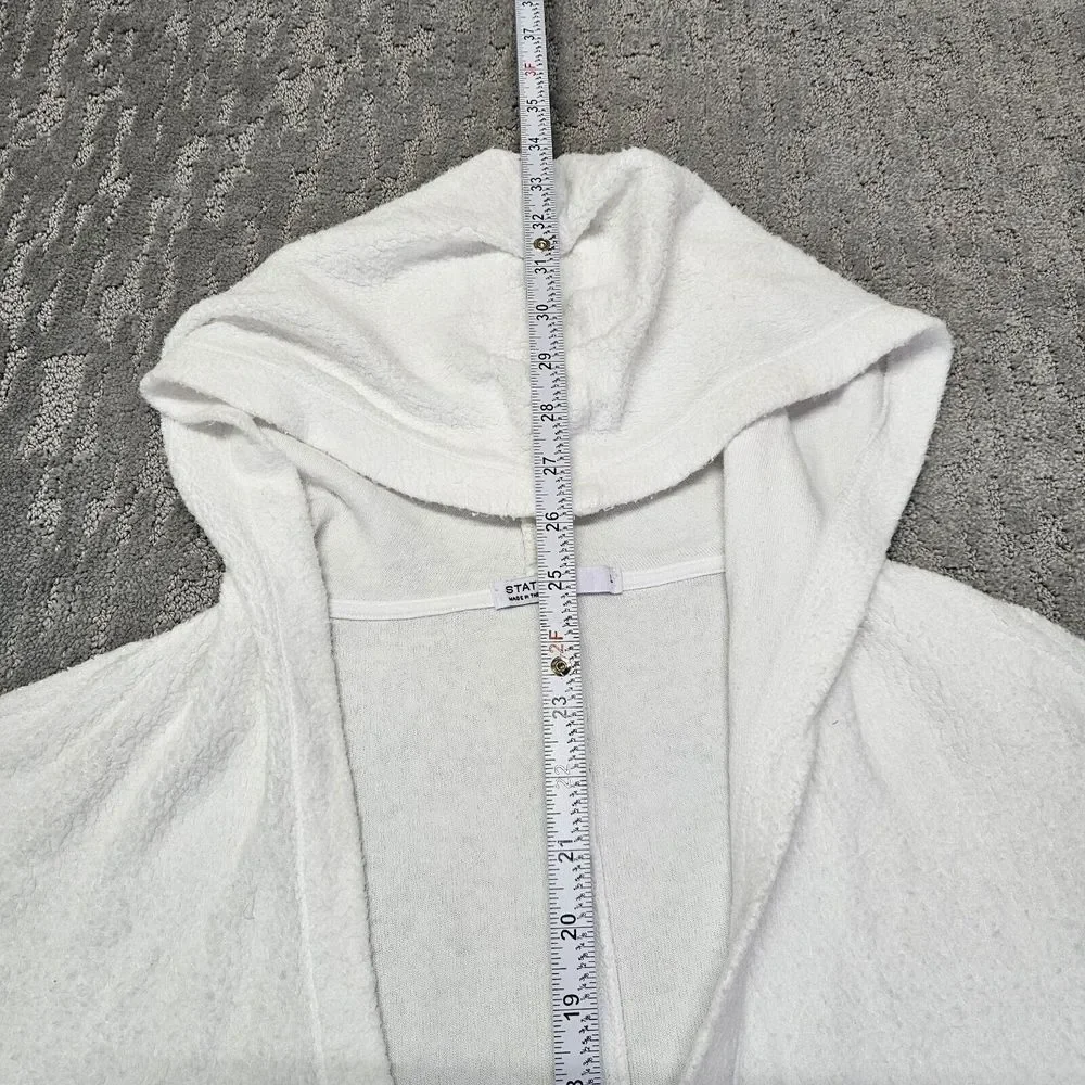 Stateside Womens Deep V‎ Neck Ribbed French Terry Hoodie Sweatshirt White Sz. L - Picture 6 of 11